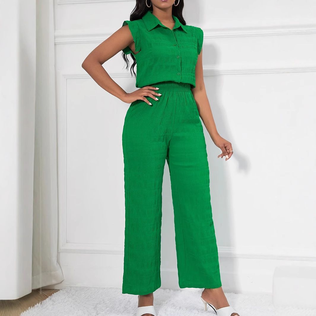 Women's Clothing Holiday Style Shirt And Pants Two Piece Suit_ecoleips.com