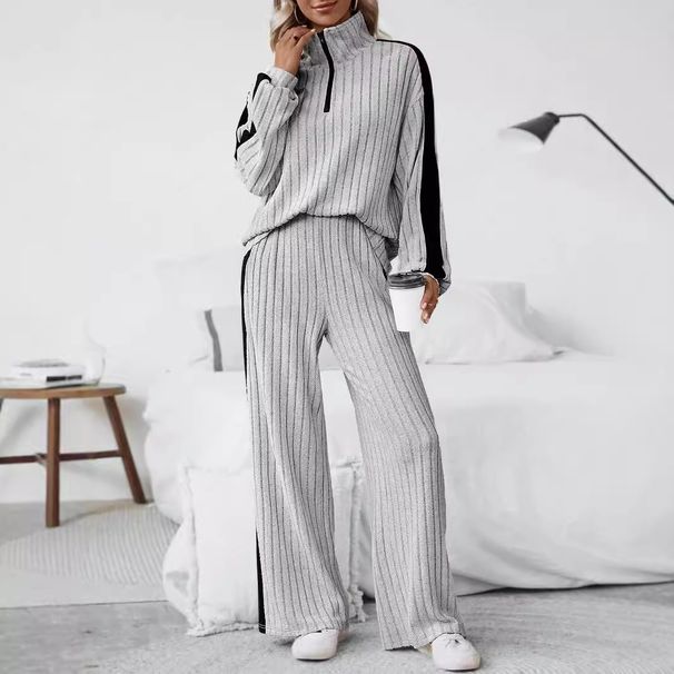 Women's Clothing Large Size Casual Suits For Women Autumn New High End Design Sweater Wide Leg Pants Two Piece Suit_ecoleips.com