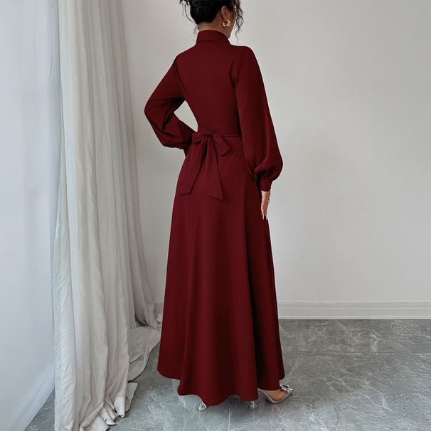 Diyun European And American Simple Elegant High-end Long-sleeved Long Dress Women's Clothing 2025 Autumn/Winter_ecoleips.com