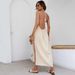 Voya Women's Woven Casual Style Design With A Big Backless Seaside Vacation Hanging Neck Dress_ecoleips.com