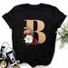 A B C D E English Alphabet Print T Shirt Women New Summer Couples Lovers Female T-Shirt Harajuku Casual Black Tops Tshirts_ecoleips.com