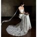 Elegant White Off-The-Shoulder Bridal Gown With Small Train Simple Lace Wedding Dress For Bride Comfortable Off-The-Shoulder Design_ecoleips.com