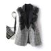 Women's Clothing Plaid Suit Vest For Women Spring Contrasting Color Collar Temperament Leisure Loose Sleeveless Vest Splicing Ruffles_ecoleips.com