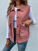 Women's Clothing Fashion Casual Personality Stylish Casual Corduroy Vest With Flap Pockets - Lightweight Layering Piece For Women, Pink, S/M/L_ecoleips.com
