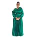 Elegant Plus Size Maxi Dress With 3D Floral Embroidery - High Waisted Long Sleeve Formal Dress For Women (L-3XL, Purple/Black/Green/Yellow)_ecoleips.com