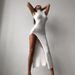 2026 Women's Sleeveless Midi Skirt round Neck Slit Design European And American Fashion Cross Border Style_ecoleips.com