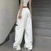 Women's Clothing Spring And Autumn Wide Leg Sweatpants For Women Hip Hop Print White Jazz Dance Sports Drawstring Trousers_ecoleips.com