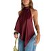 Women's Winter Sexy Halter Neck Backless Top, Loose Fit Casual Cami For Layering Relaxed & Flowy Silhouette_ecoleips.com