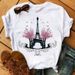 European And American Cross-border Foreign Trade Clothing, Urban Tower Print Round-neck Short-sleeve Women's T-shirt Top_ecoleips.com