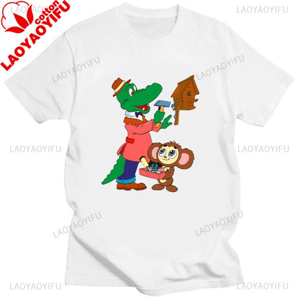 Russian Cartoon Cheburashka Graphic Tshirts Gena The Crocodile Birthday Gift T Shirt Women Kawaii Clothes Ropa Hombre_ecoleips.com