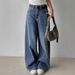 Turkish Light Blue Wide-leg Jeans For Women, New Spring And Autumn High-waisted Loose Slimming Retro Straight-leg_ecoleips.com
