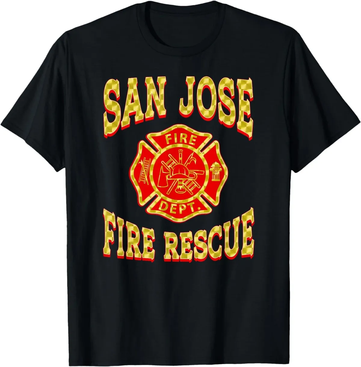 Women's T-Shirts Retro San Jose Fire Department Patch California Firefighter T-Shirt_ecoleips.com