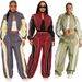 Trendy Color-Block Tracksuit Set For Women – Stylish Zip-Up Top & Drawstring Pants, Comfortable & Fashionable (Red, Gray, Khaki Green)_ecoleips.com