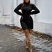 Diyun European And American Elegant Style Solid Color Sleeve Sweater Long Dress Women's Clothing 2025 Autumn Winter_ecoleips.com