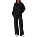 Women's Casual Lounge Set Long Sleeve Round Neck Top & Pants Two-Piece Outfit Soft Polyester Spandex Blend Comfortable Loungewear_ecoleips.com