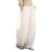 Lightweight Linen-Blend Wide-Leg Pants For Women, Boho Chic Paperbag Waist Palazzo Trousers, Comfortable Linen Look Breathable Casual Summer Trousers_ecoleips.com