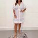 Women's Clothing Printed Lace V Neck Medium Length Dress With Tassels_ecoleips.com
