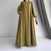 Women’s Clothing New Muslim Women's Loose Solid Color Robe Abaya Dress Fashion_ecoleips.com