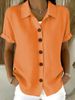 Women's Casual Button Down Shirt Short Sleeve Cotton Linen Comfortable Top For Summer_ecoleips.com