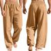 Aria Basics Cross-border TK In-Stock 2026 Autumn European And American Men's Solid Color Loose Thick Cotton-Linen_ecoleips.com