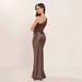 Sexy Off-Shoulder Ruffle Wrap Satin Mermaid Dress – High Waist Elegant Formal & Party Wear For Women (Coffee, Olive, Lake Blue)_ecoleips.com