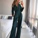 Women's long skirt jumpsuit slanted placket mid-waist temperament commuting jumpsuit_ecoleips.com