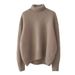 Women's Oversized High Neck Sweater, Soft Acrylic Knit Pullover, Loose Fit Casual Turtleneck Top For Autumn Winter, Cozy Lazy Style, Solid Color_ecoleips.com
