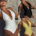 Women's Clothing Nylon Shiny One Piece Swimsuit Deep V Halter Neck Swimsuit Bikini_ecoleips.com