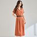 26 Summer New Lyocell+Linen French Workwear Collar Slimming Elegant Waist-Cinching Shirt Dress 22808_ecoleips.com