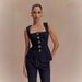 Women's Button Down High Waisted Denim Pants Set High Waist Slim Fit Spring Autumn Clothing_ecoleips.com