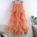 K Uneven Lace Edge Net Cake Skirt, Long Waist, Big Swing, Fairy Gauze Skirt, Long Dress._ecoleips.com