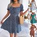 Ins Style Real Shot Spring Summer Casual Flared Sleeve Drawstring Tie Floral Large Hem Dress Independent Cross-Border_ecoleips.com