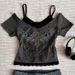 Women's Slim Fit Short Sleeve T-Shirt Geometric Pattern Rhinestone Faux Two Piece Summer Fashion Top Dark Color European American Style_ecoleips.com