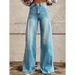 Cross-Border Foreign Trade Women's Plus Size Denim Hot-Selling 3D Printed Casual Wide-Leg Flared_ecoleips.com