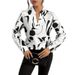 Aria Basics Aria Basics In-stock European And American Cross-border Foreign Trade Women's Printed Notched Collar Casual Long-sleeve_ecoleips.com