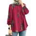 Women's Clothing Muslim Floral Shirt Fashion Puff Sleeve_ecoleips.com