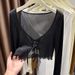 Ice Silk Mesh Shawl Sun Protection Clothing For Women Spring Summer Design Sense Ruffled Tie Cardigan Thin Cover-Up Top_ecoleips.com