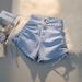 Women's Clothing Summer High Waist Slimming Denim Shorts With Drawstrings And Tights For Girls_ecoleips.com