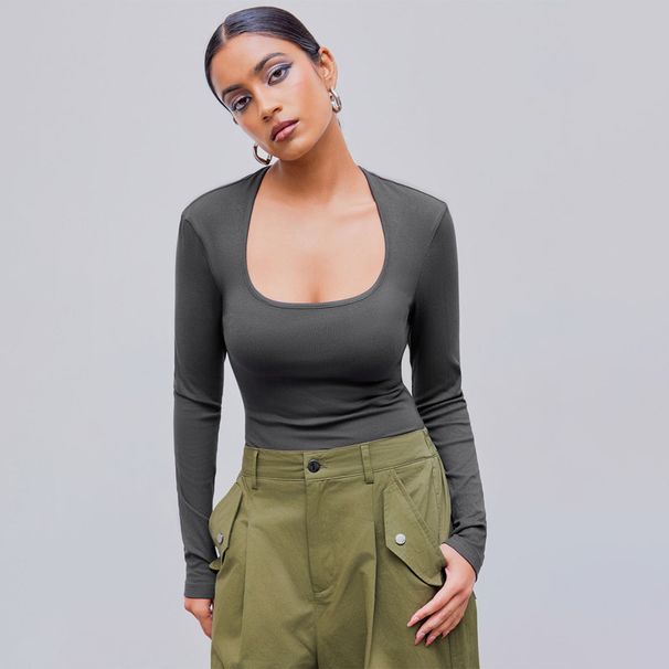Voya Women's Fashion Trend Simple Style Jumpsuit For Spring And Summer, Comfortable Wearing On The Abdomen, Base Top_ecoleips.com