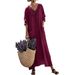 2026 European And American Cross-border New Clothing Casual V-neck Long-sleeve Loose Cotton-linen Solid Color_ecoleips.com