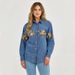 K Retro Denim Collar Shirt, Fashionable Wild Horse Print Denim Jacket_ecoleips.com