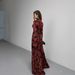 Modest Abaya Dress/Muslim Dress Women French Floral Print Wrap Dress With Adjustable Belt - Elegant A-Line Long Sleeve Maxi Dress For Women_ecoleips.com