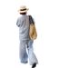 Summer Women's Clothing 2025 New Style: Casual Blue Shirt Wide-Leg Pants Two-Piece Set With A Mature And Elegant Look_ecoleips.com