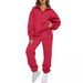 Minimalist Solid Color Hoodie & Jogger Set For Women – Polyester Lounge Wear | Streetwear Essentials | S-XXL |_ecoleips.com