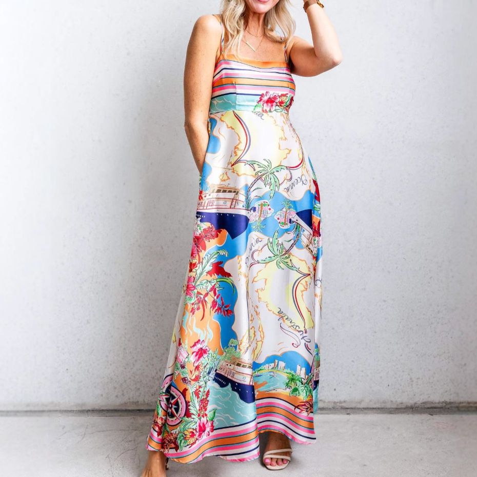 In Stock 25 Foreign Trade Summer European And American Style New Sexy Women's High-waisted Printed Vacation-style Large_ecoleips.com