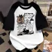 Summer New Cute Cartoon Cat Short-sleeved T-shirt For Women Casual Large Size Round Patchwork Top_ecoleips.com