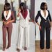 Elegant Contrast Lapel Blazer & Pant Set – European-Inspired Office Wear For Women (Black, Beige, Brown)_ecoleips.com