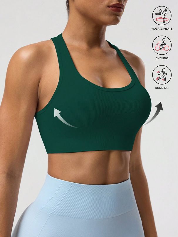 Seamless One-Piece Sports Bra With Wire-Free Support, Bust Enhancement, And Backless Design For Yoga And Outer Wear_ecoleips.com