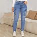 K Women's Fashionable Low-Waist High-Elastic Denim Jeans With Side Pockets And Gathered Details For A Slimming And Trendy Office Look_ecoleips.com