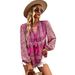 Independently Designed -style Bohemian Resort-style Shirt With Contrasting Prints, Suitable For All Seasons,_ecoleips.com
